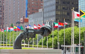 The United Nation Headquarters Plaza Sculpture at the United Nations Headquarters Plaza